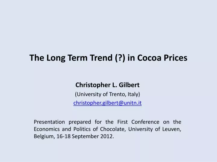 the long term trend in cocoa prices