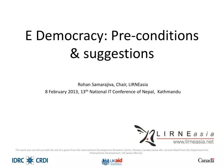 e democracy pre conditions suggestions