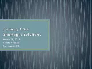 primary care shortage solutions