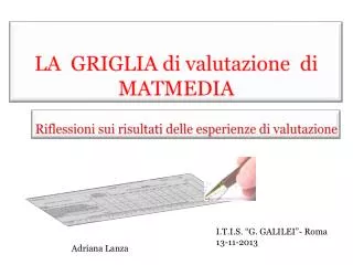 la griglia di valutazione di matmedia