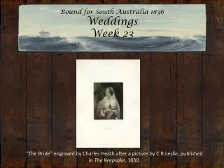 Bound for South Australia 1836 Weddings Week 23