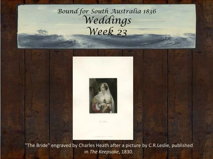 bound for south australia 1836 weddings week 23