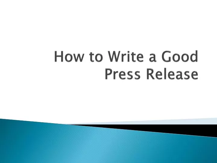 how to write a good press release