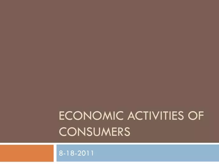 economic activities of consumers