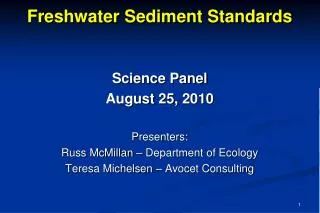 Freshwater Sediment Standards