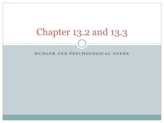 Chapter 13.2 and 13.3