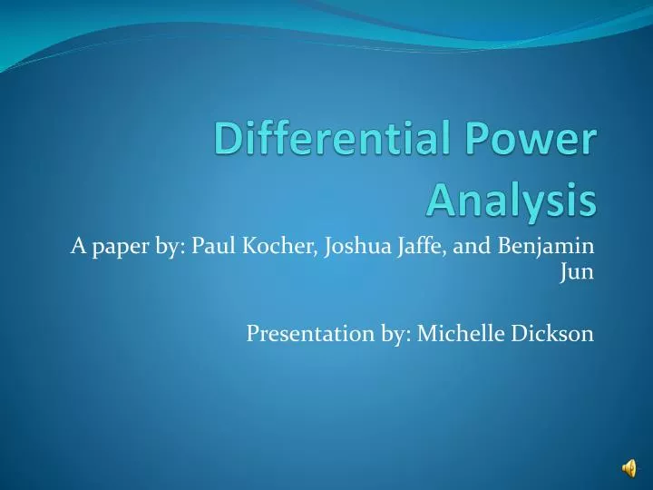 differential power analysis