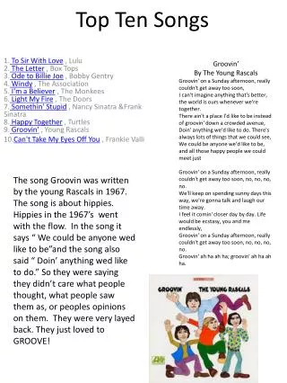 top ten songs