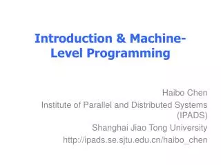 Introduction &amp; Machine -Level Programming