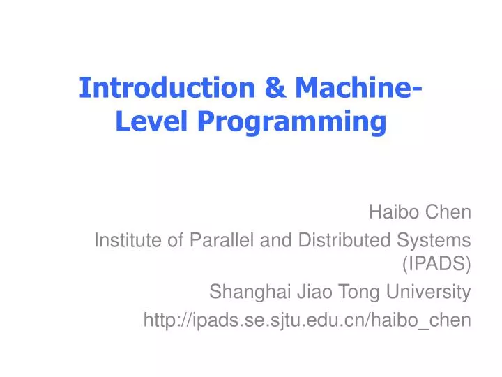 introduction machine level programming