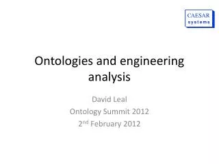 Ontologies and engineering analysis