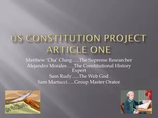 US Constitution Project Article One