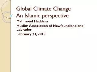 Global Climate Change An Islamic perspective