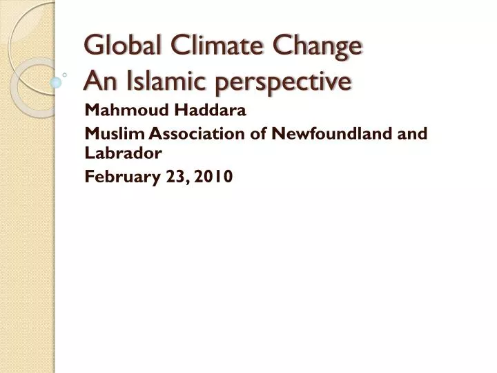 global climate change an islamic perspective