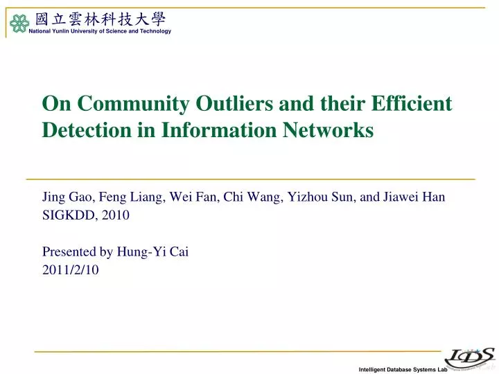 on community outliers and their efficient detection in information networks