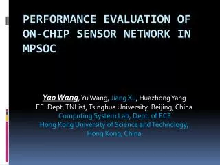 performance evaluation of on chip sensor network in mpsoc