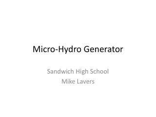 Micro-Hydro Generator