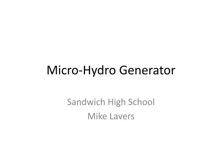 micro hydro generator