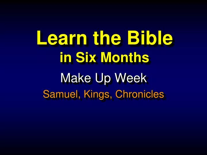learn the bible in six months