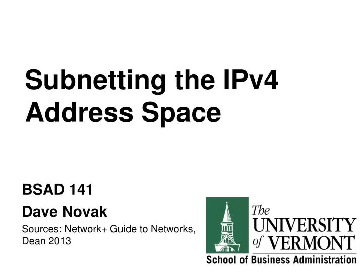 subnetting the ipv4 address space