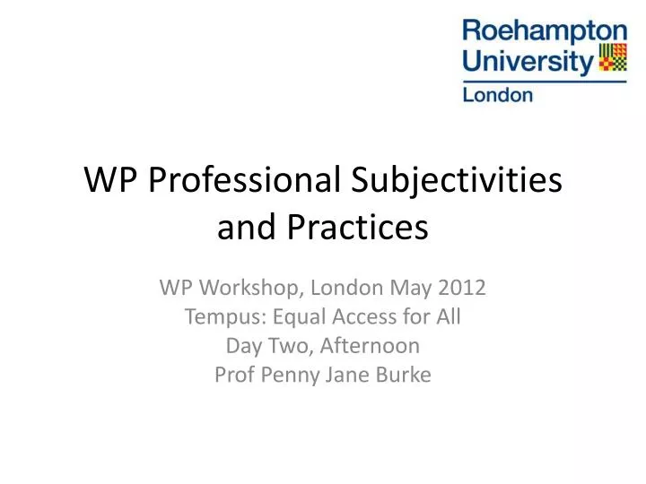 wp professional subjectivities and practices