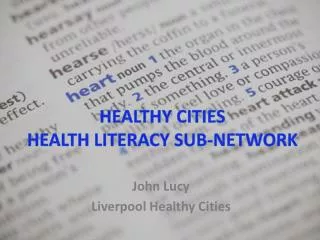 Healthy Cities Health Literacy sub-network