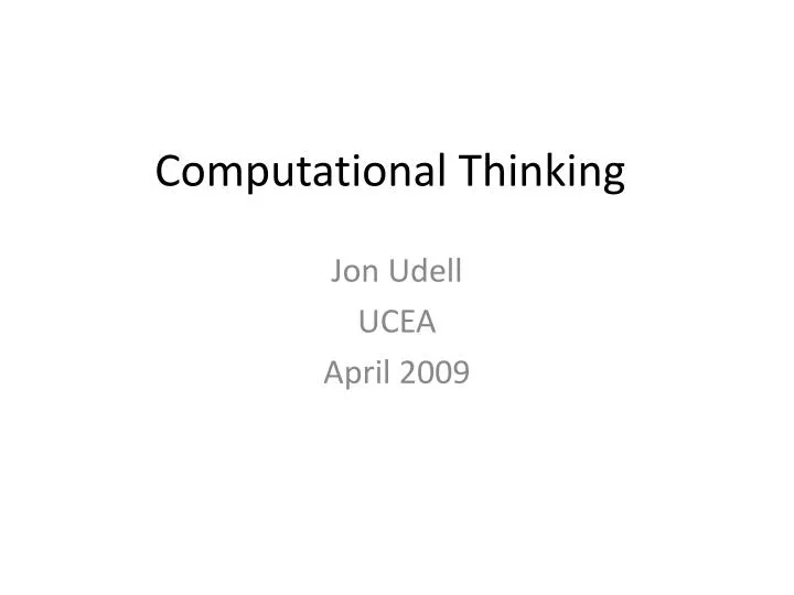 computational thinking