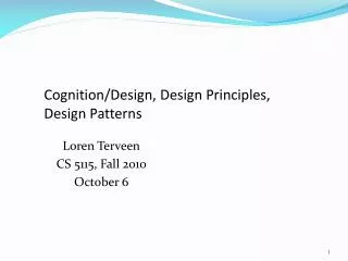 Cognition/Design, Design Principles, Design Patterns