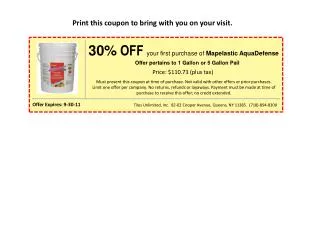 30% OFF your first purchase of Mapelastic AquaDefense