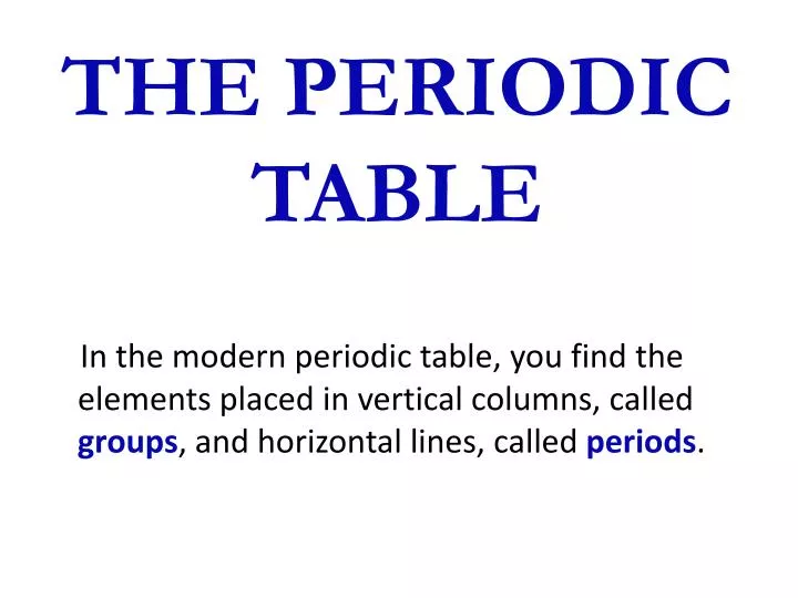 the periodic table