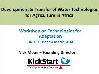 Workshop on Technologies for Adaptation UNFCCC Bonn 4 March 2014