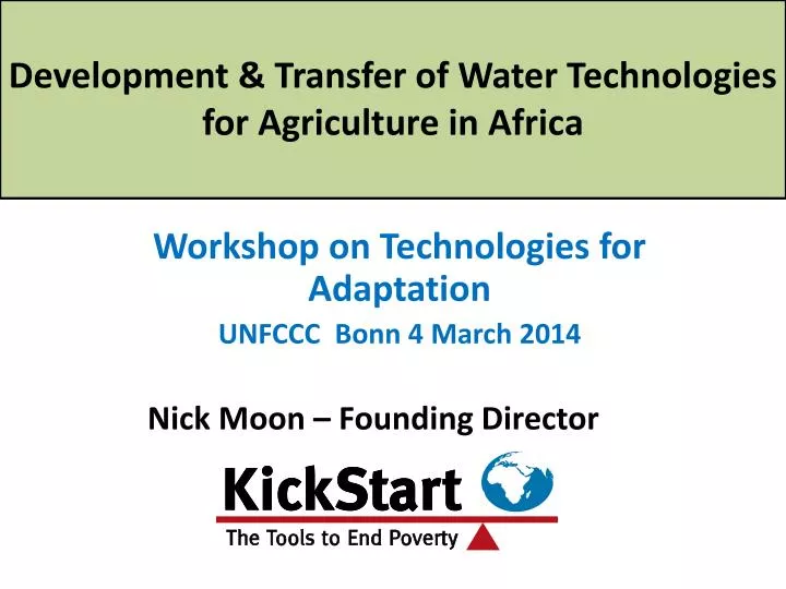 workshop on technologies for adaptation unfccc bonn 4 march 2014