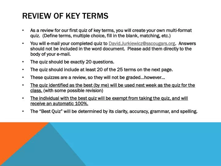 review of key terms