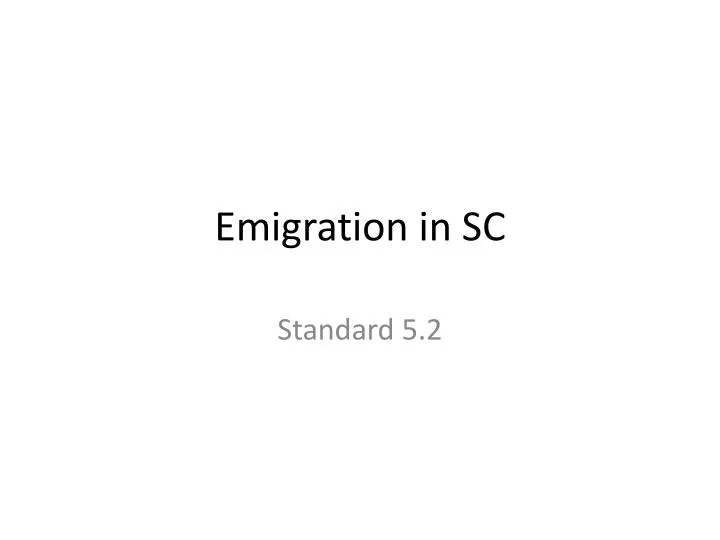 emigration in sc