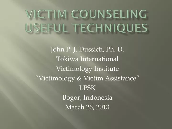 victim counseling useful techniques