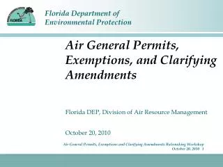 Air General Permits, Exemptions, and Clarifying Amendments