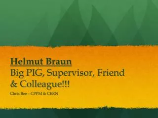 Helmut Braun Big PIG, S upervisor, Friend &amp; Colleague!!!