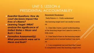Unit 5, Lesson 6 Presidential Accountability