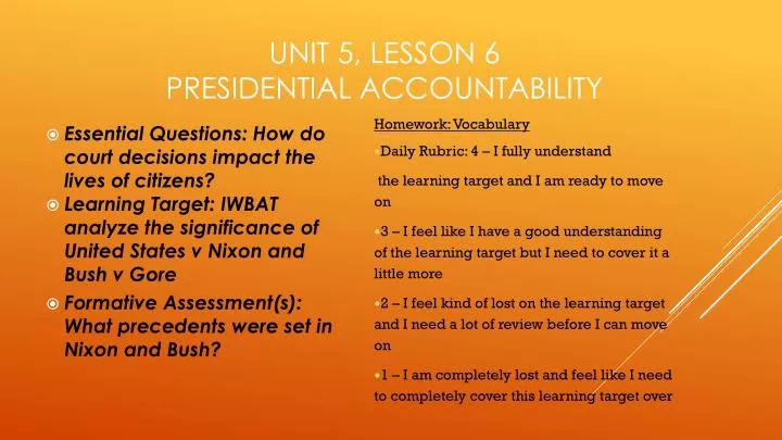 unit 5 lesson 6 presidential accountability
