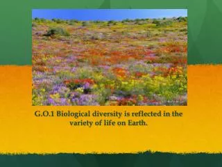 G.O.1 Biological diversity is reflected in the variety of life on Earth.