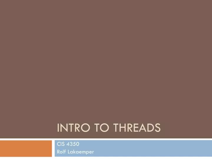 intro to threads