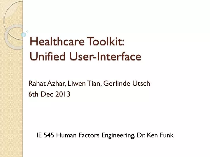healthcare toolkit unified user interface