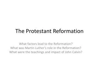 The Protestant Reformation