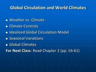 Global Circulation and World Climates