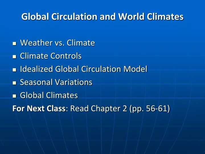 global circulation and world climates