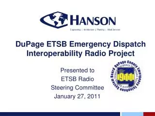 DuPage ETSB Emergency Dispatch Interoperability Radio Project