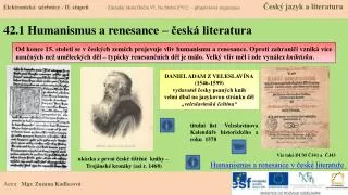 42.1 Humanismus a renesance – česká literatura