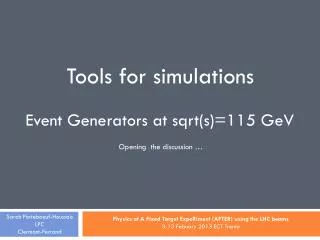 Tools for simulations