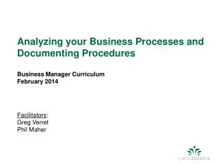 Analyzing your Business Processes and Documenting Procedures Business Manager Curriculum