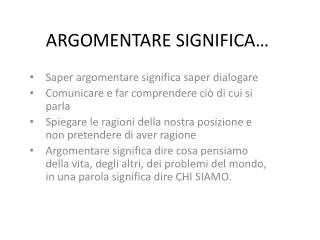 argomentare significa